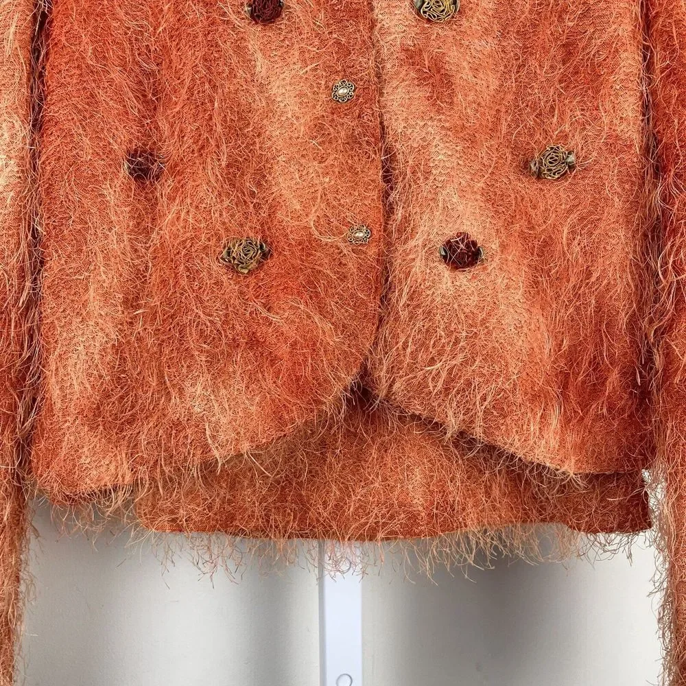 Vintage Breeze by Dorothy Schoelen Orange Rosette Cardigan & Shell Set Medium - Picture 4 of 9